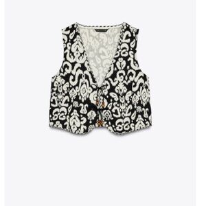 Zara Black and White Patterned Vest Top